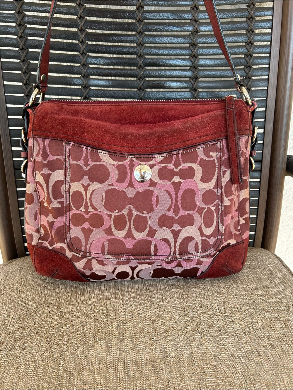 Coach Optic Canvas Shoulder Bag in Red